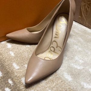 Sam Edelman Hazel Soft Beige Leather Nude Point Toe Pump Heels Size 7